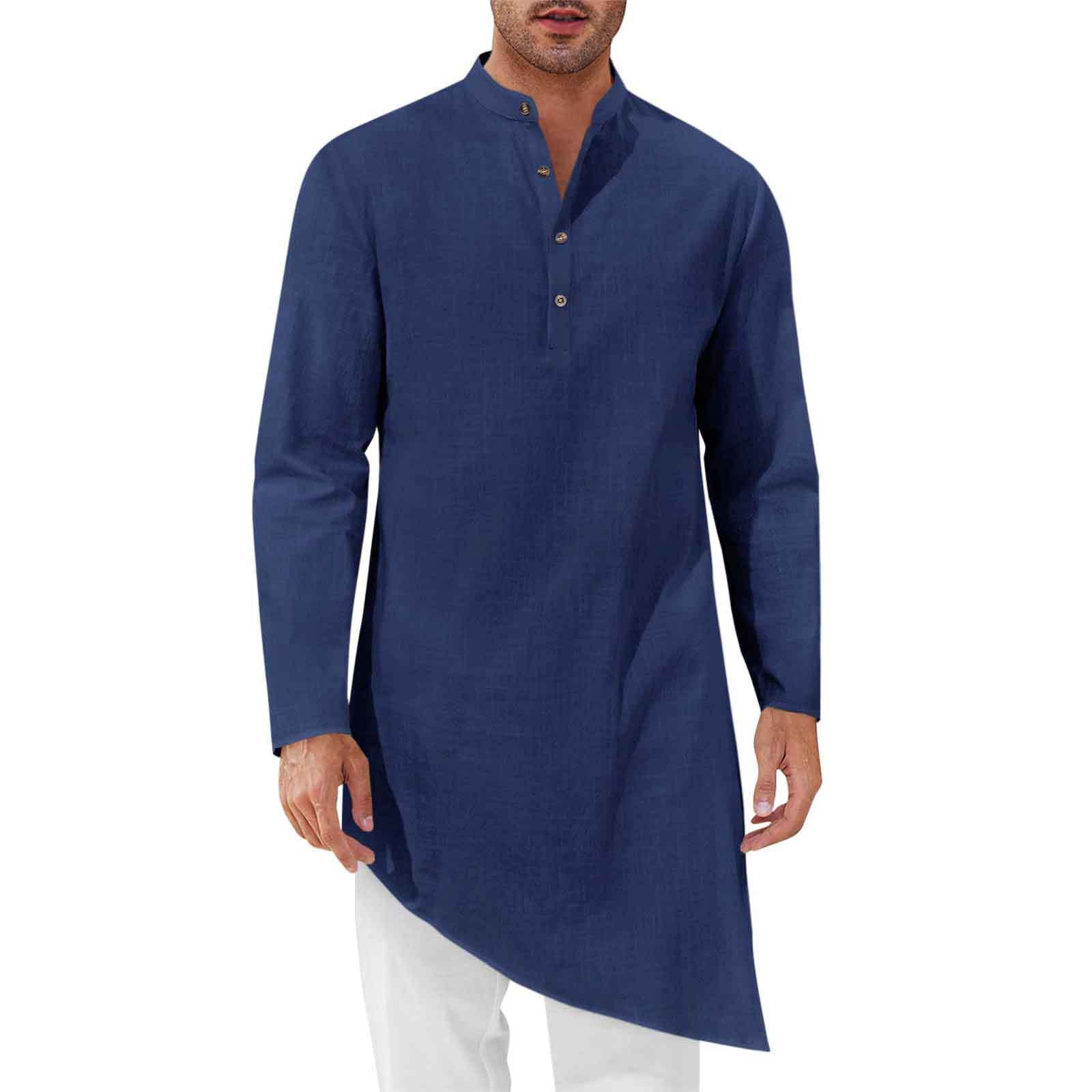 Kurta Men Cotton - Camicie Lunghe Minimaliste da Uomo, Abito