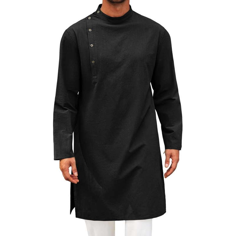 Kurta Men Cotton - Caftano da Uomo, Tunica a Maniche