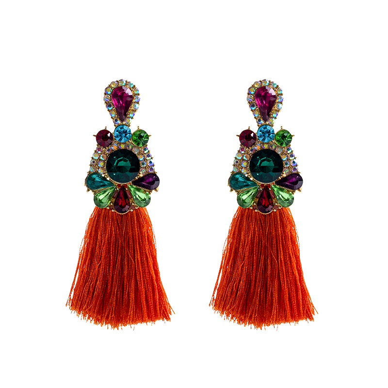 Ethnic Fashion Brand - Orecchini con Diamanti Colorati in Lega,