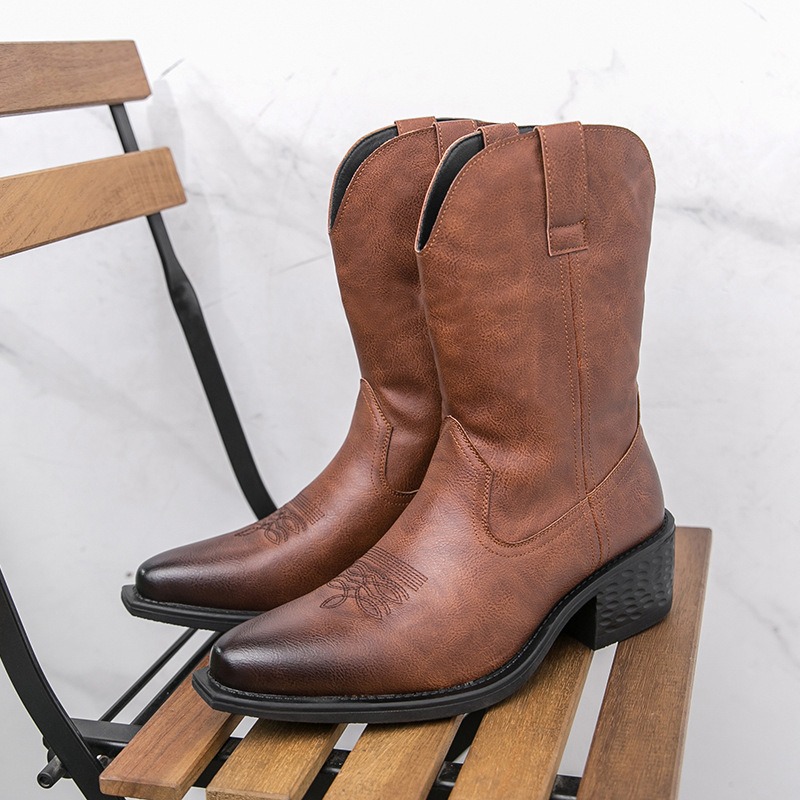 The Ethnic Fashion - Stivali da Uomo Classici con Ricami,