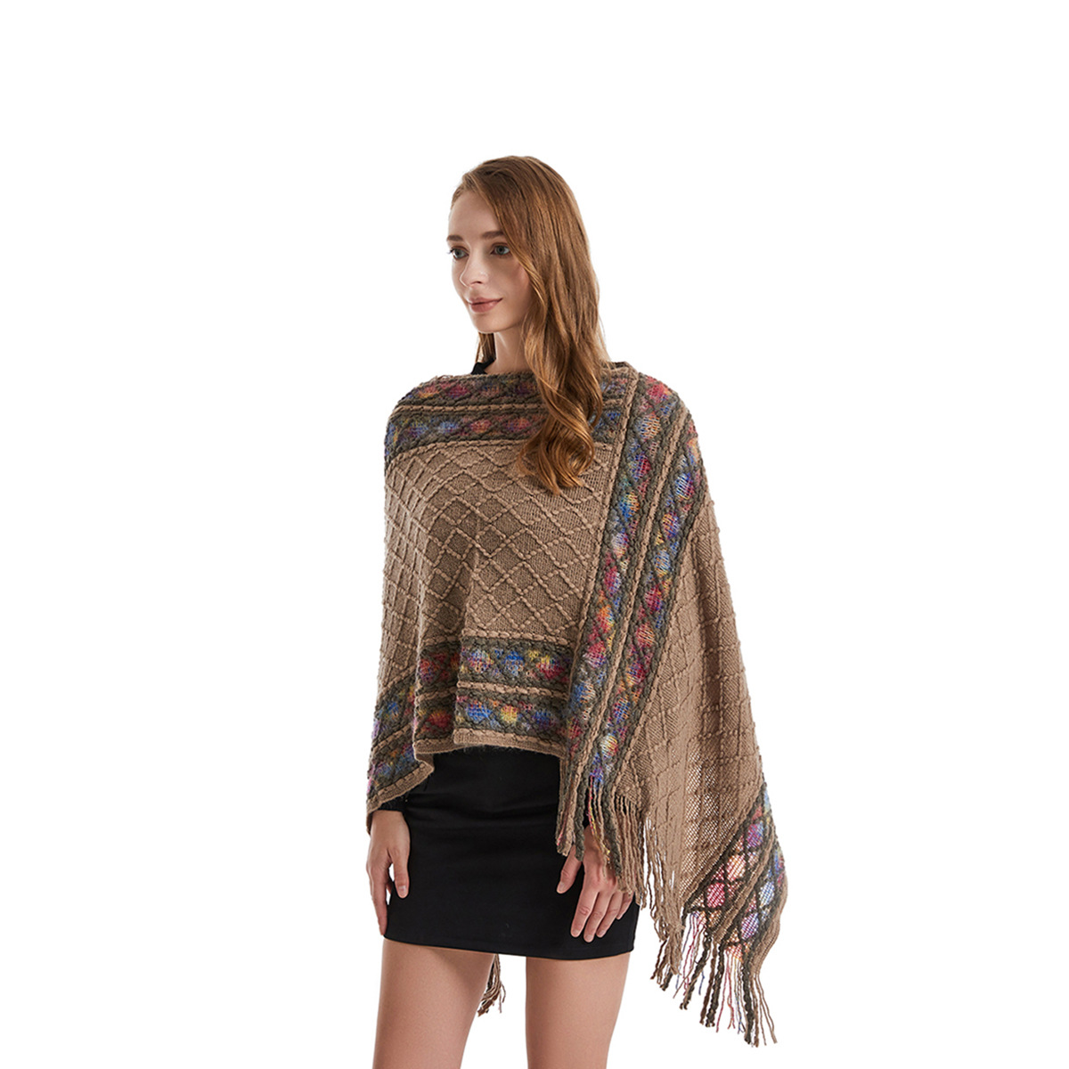 Ethnic Fashion Way - Poncho da donna primavera autunno scialle