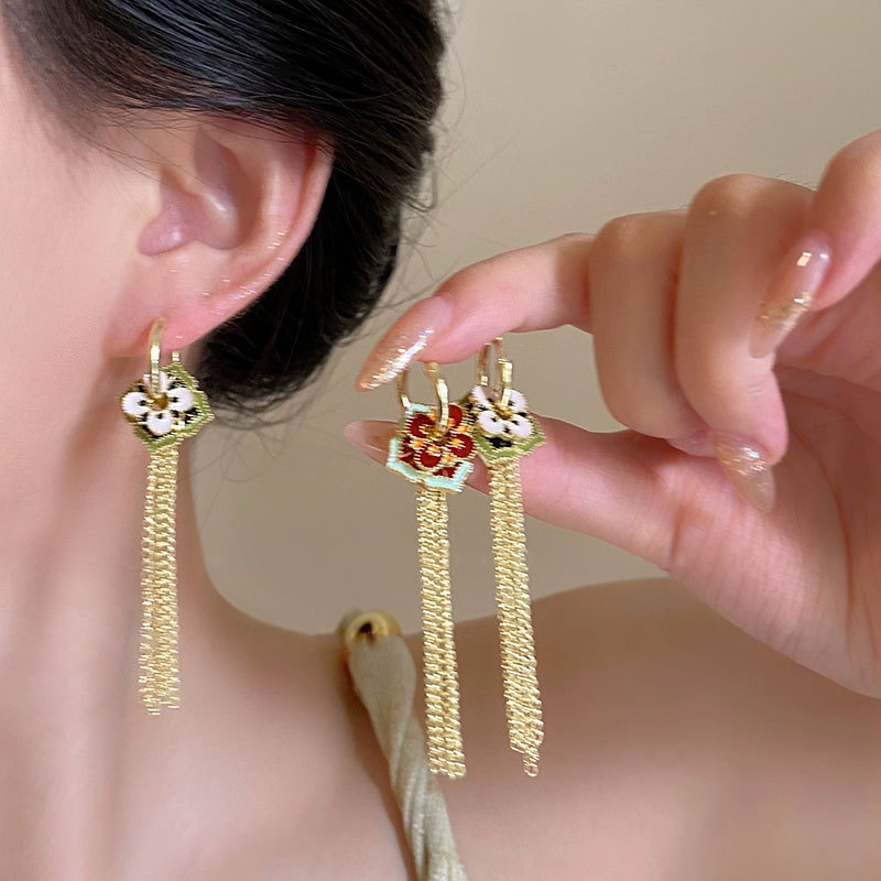Ethnic Fashion Way - Orecchini etnici cinesi in smalto colorato