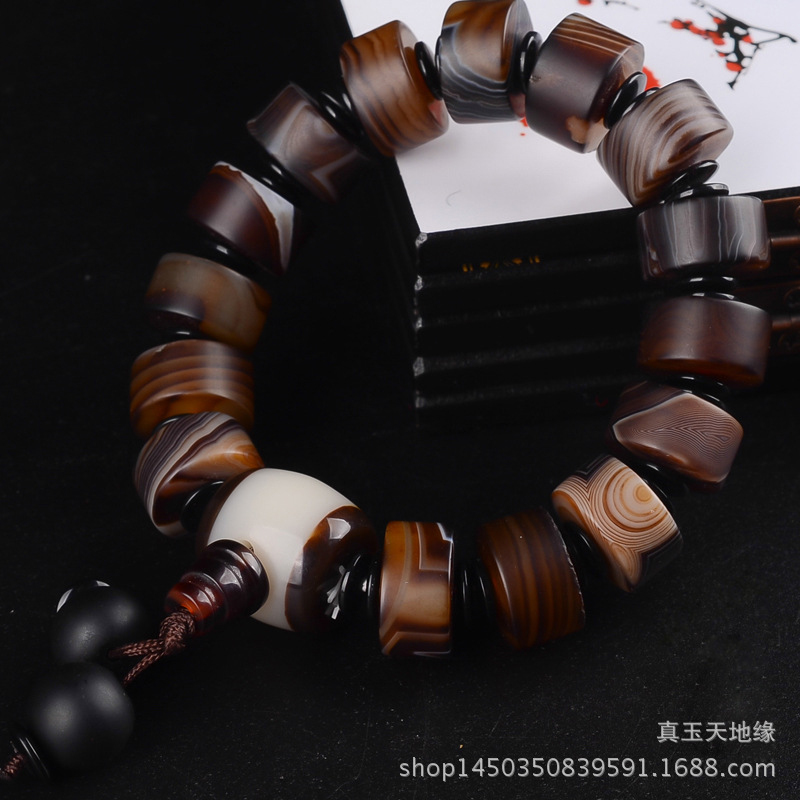Ethnic Fashion Way - Bracciale in Seta con Agata, Elegante,