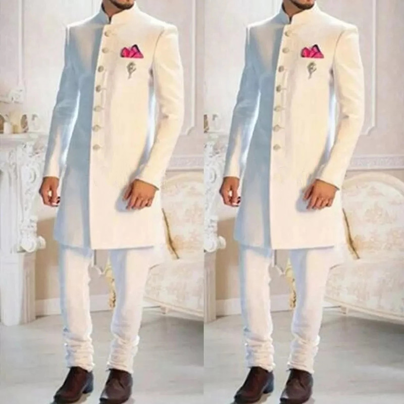 Fashion Design White Stand Col - Fashion Ethnic Wear For Men recensione e prezzo